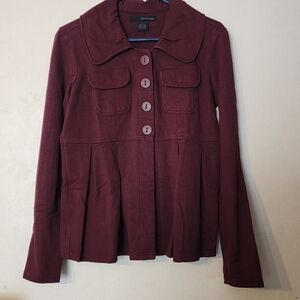 Calvin Klein Jeans Women's Burgundy Medium Longsleeve Button Down Soft Jacket